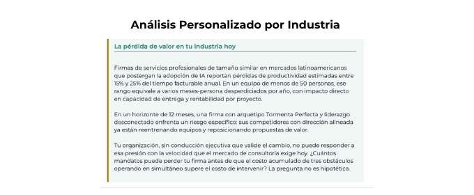 Tu reporte ejecutivo personalizado por industria — 10 páginas PDF